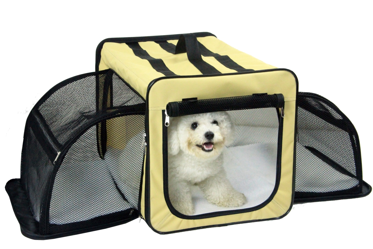 Picture of Pet Life H5KHSM Capacious Dual Expandable Wire Dog Crate&#44; Khaki - Small