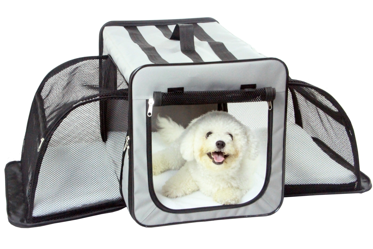 Capacious Dual Expandable Wire Dog Crate, Grey - Large