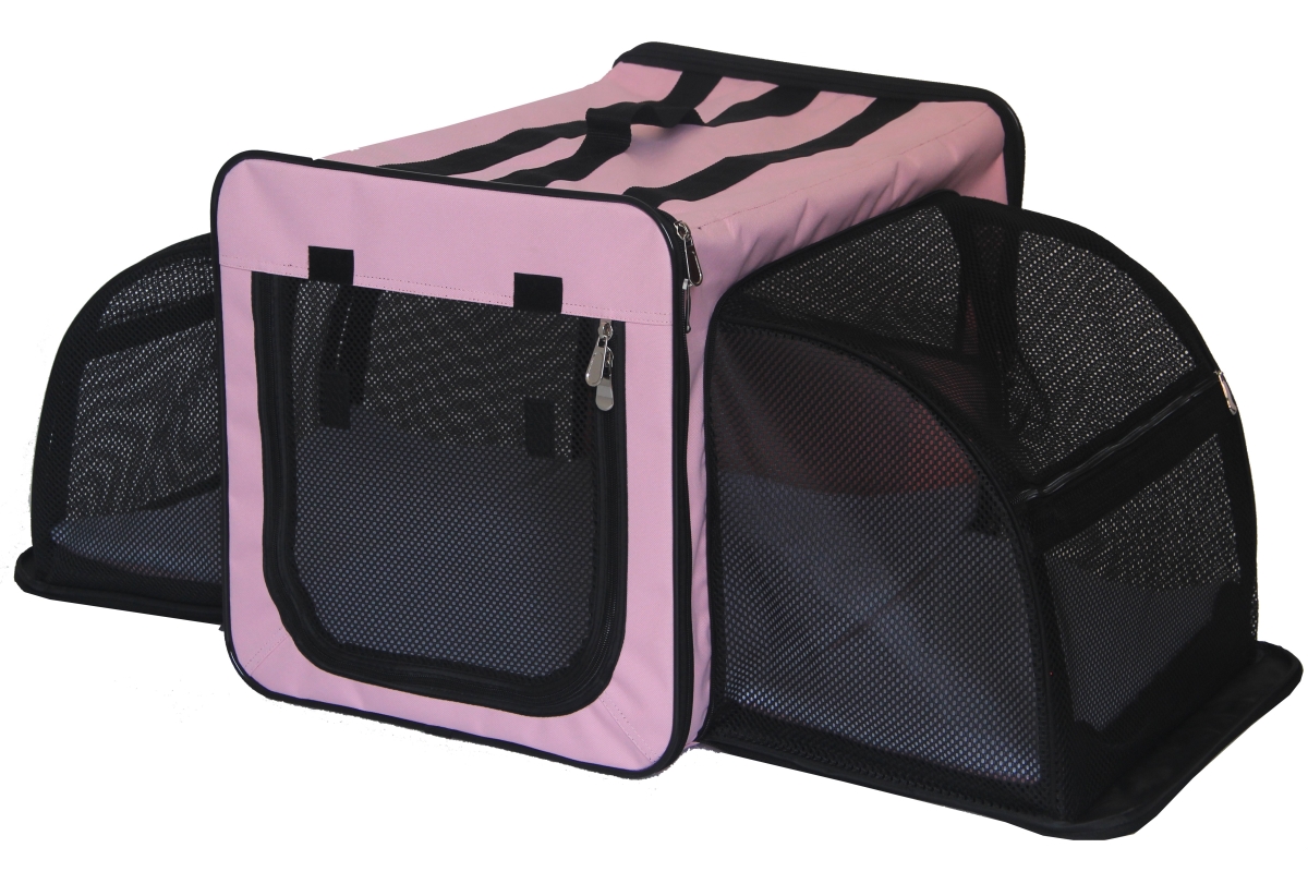 Picture of Pet Life H5PKMD Capacious Dual Expandable Wire Dog Crate, Pink - Medium