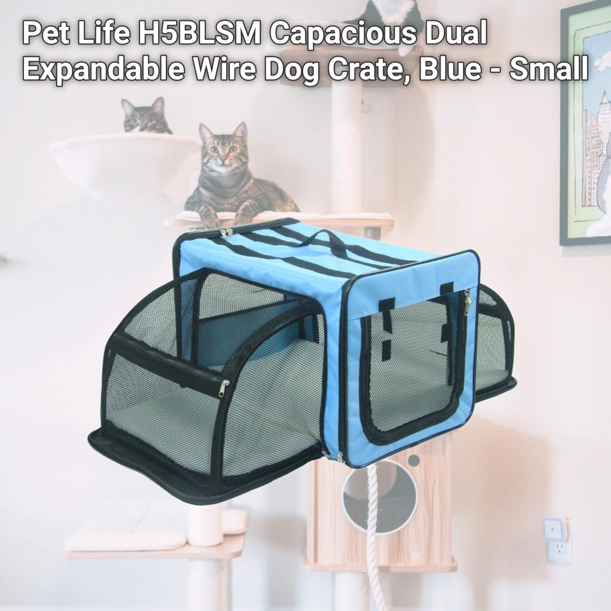 Picture of Pet Life H5BLSM Capacious Dual Expandable Wire Dog Crate, Blue - Small