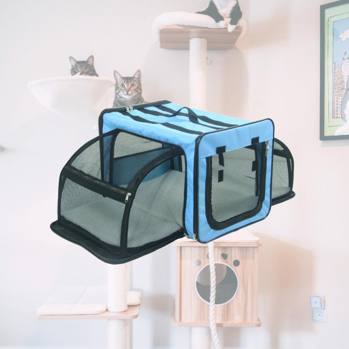 Picture of Pet Life H5BLSM Capacious Dual Expandable Wire Dog Crate, Blue - Small
