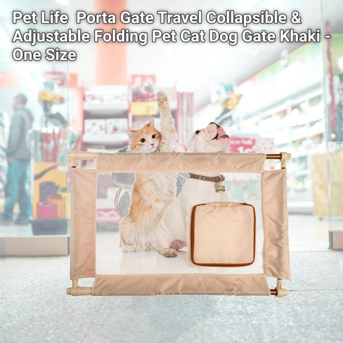 Picture of Pet Life PGA1KH Porta Gate Travel Collapsible & Adjustable Folding Pet Cat Dog Gate, Khaki - One Size
