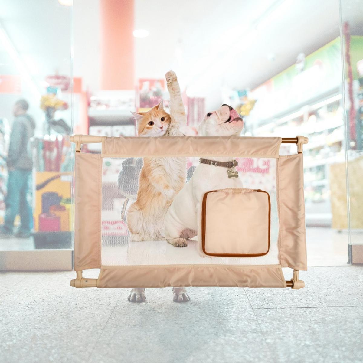 Picture of Pet Life PGA1KH Porta Gate Travel Collapsible & Adjustable Folding Pet Cat Dog Gate, Khaki - One Size