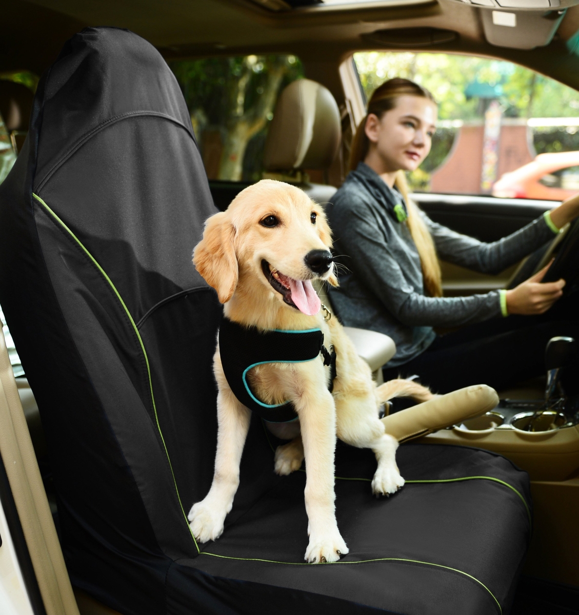 Picture of Pet Life CRT1BK Open Road Mess Free Single Seated Safety Car Seat Cover Protector, Black - One Size