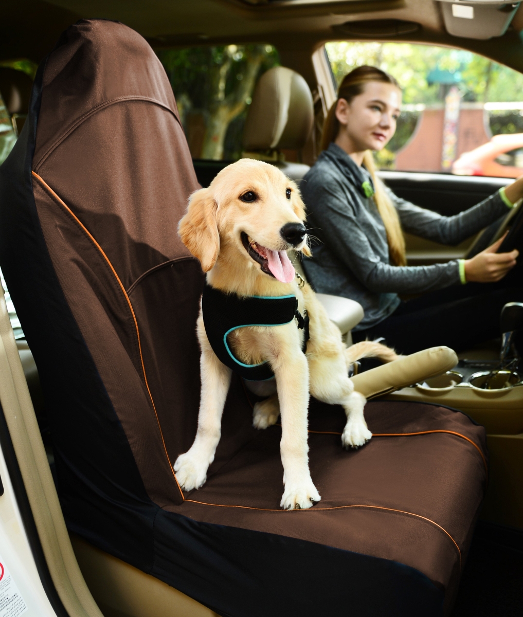 Picture of Pet Life CRT1BR Open Road Mess Free Single Seated Safety Car Seat Cover Protector, Brown - One Size
