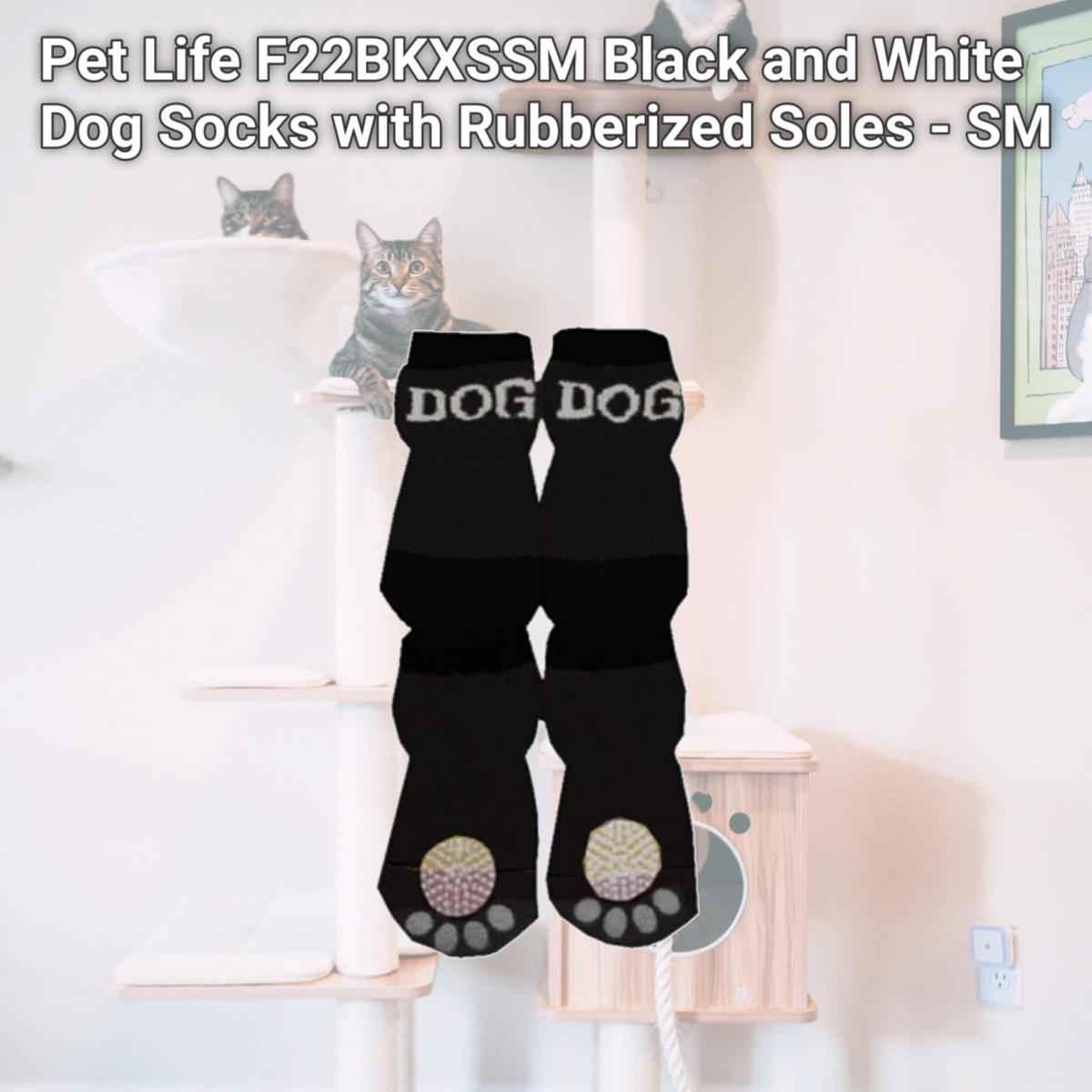 Picture of Pet Life F22BKXSSM Black and White Dog Socks with Rubberized Soles - SM