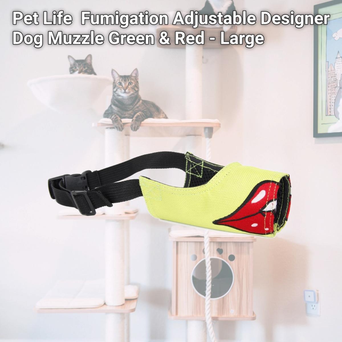 Picture of Pet Life MZ1GNLG Fumigation Adjustable Designer Dog Muzzle, Green & Red - Large