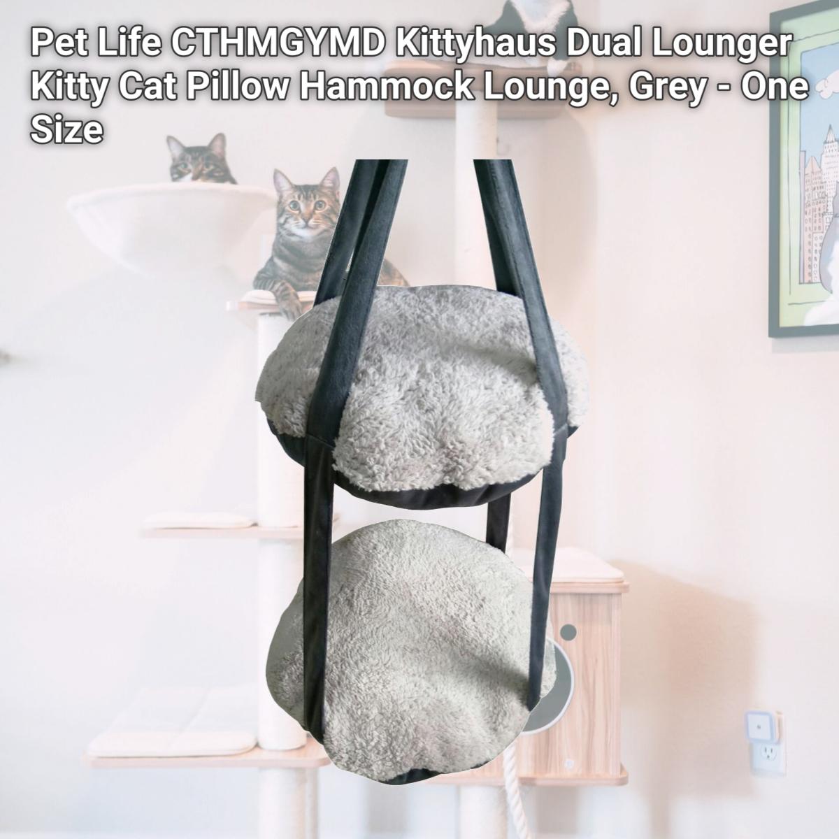 Picture of Pet Life CTHMGYMD Kittyhaus Dual Lounger Kitty Cat Pillow Hammock Lounge, Grey - One Size