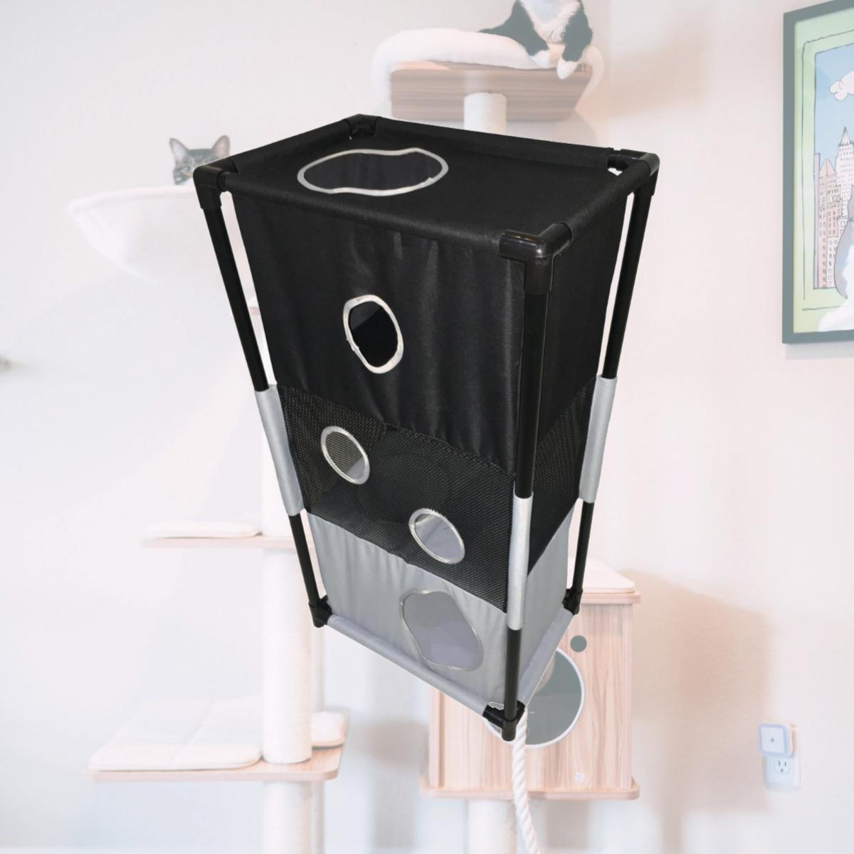 Picture of Pet Life PTT6BW Kitty Square Soft Folding Pet Cat House Furniture, Black & White - One Size