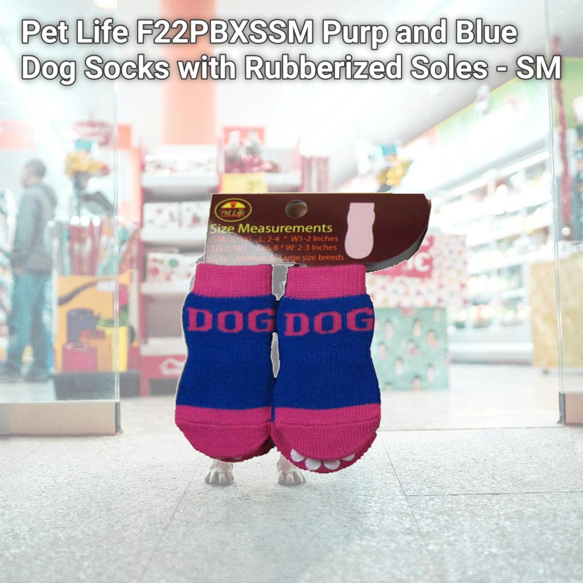 Picture of Pet Life F22PBXSSM Purp and Blue Dog Socks with Rubberized Soles - SM