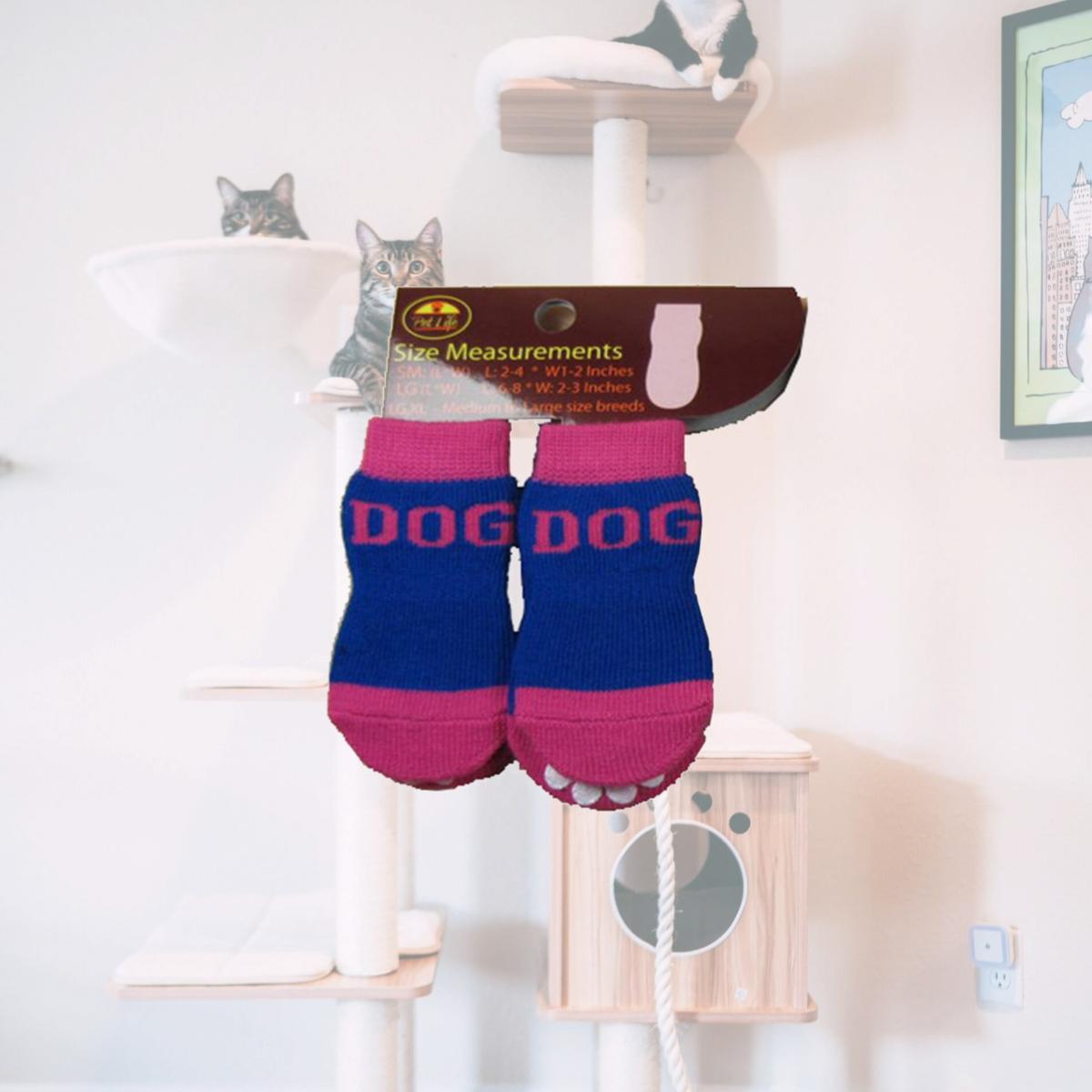Picture of Pet Life F22PBXSSM Purp and Blue Dog Socks with Rubberized Soles - SM