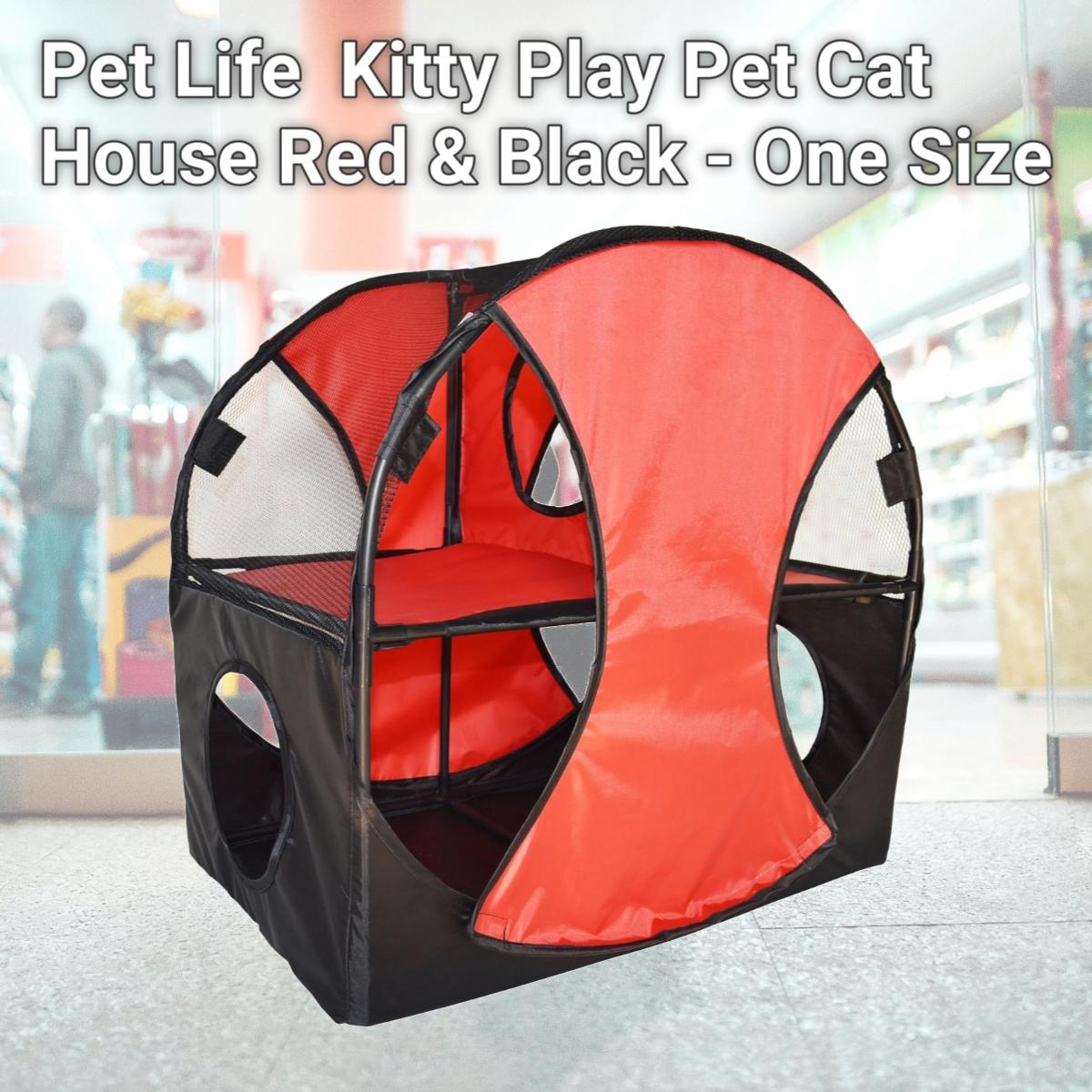 Picture of Pet Life PTT7RDBK Kitty Play Pet Cat House, Red & Black - One Size