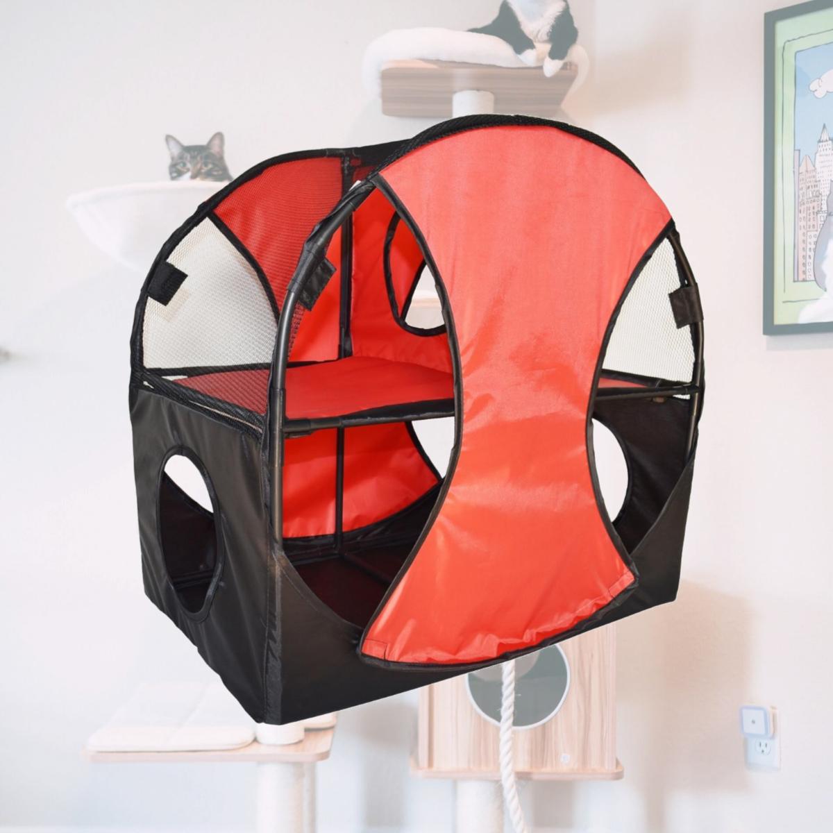 Picture of Pet Life PTT7RDBK Kitty Play Pet Cat House, Red & Black - One Size