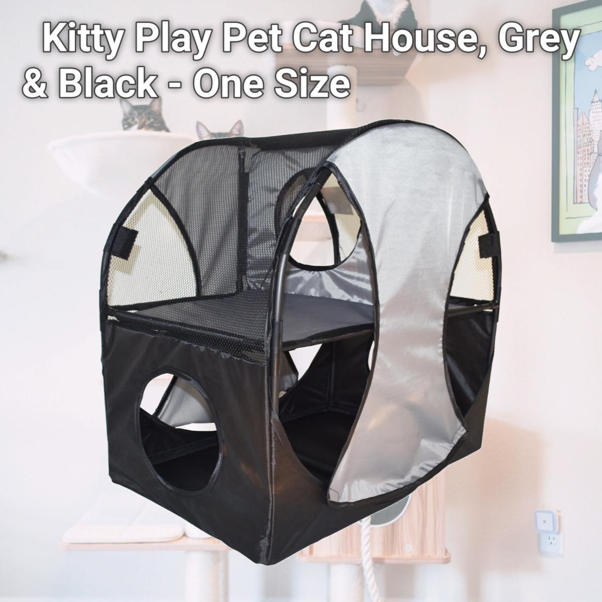 Picture of Pet Life PTT7GYBK Kitty Play Pet Cat House, Grey & Black - One Size