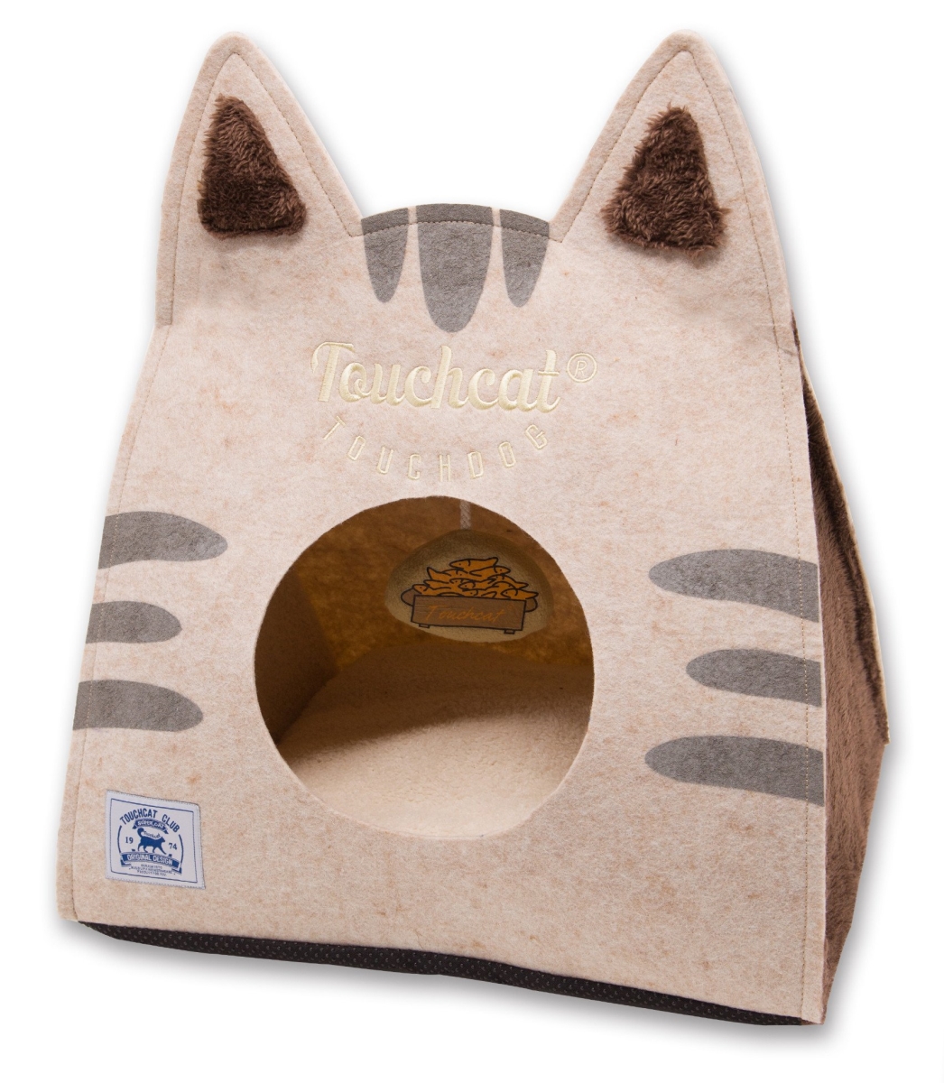 Picture of Touchcat PB70BRLG Kitty Ears Folding Cat Pet Bed House with Toy, Brown - One Size