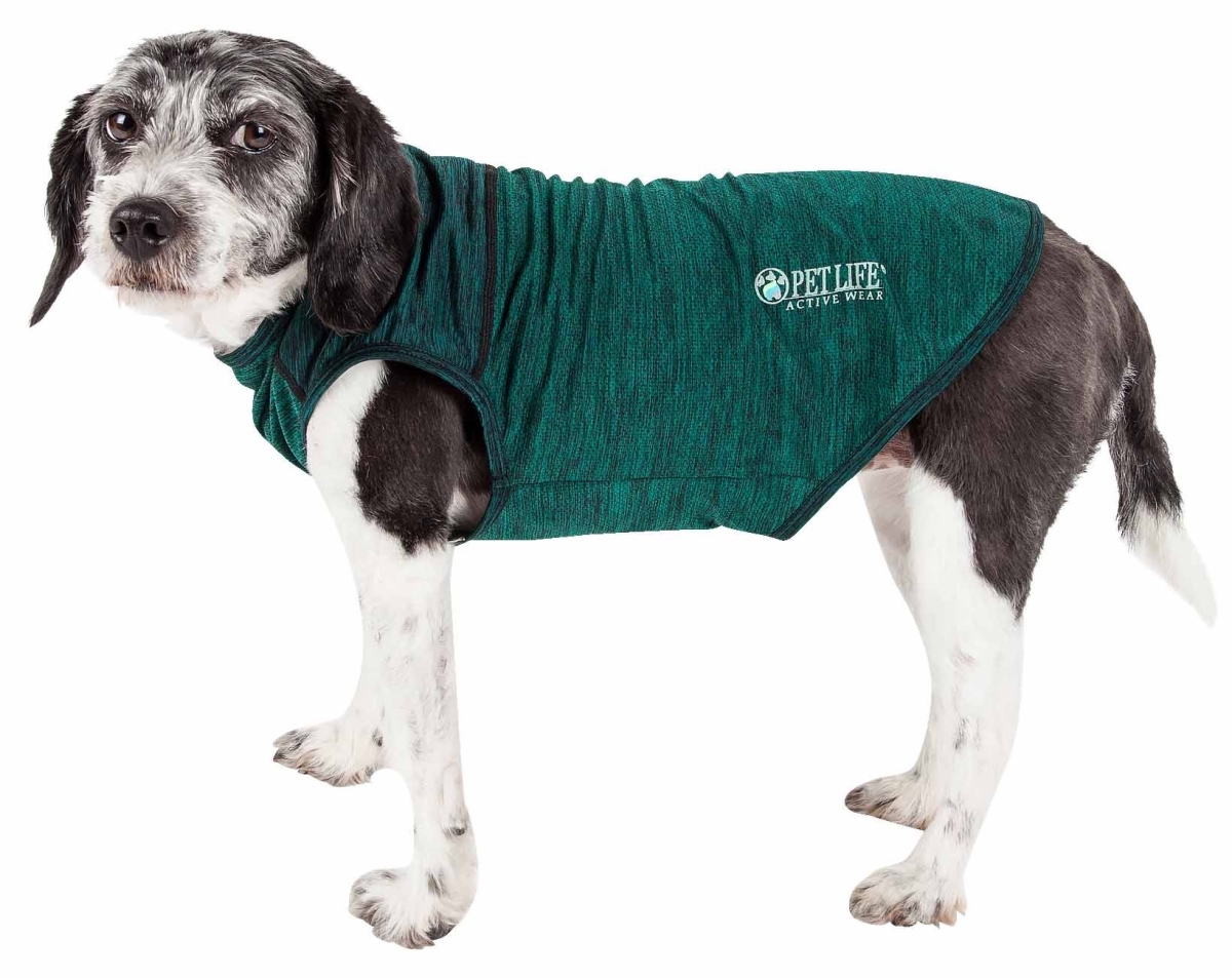 Picture of Pet Life TSHL1GNXS Active Aero-Pawlse Heathered Quick-Dry & 4-Way Stretch-Performance Dog Tank Top T-Shirt - Green&#44; Extra Small
