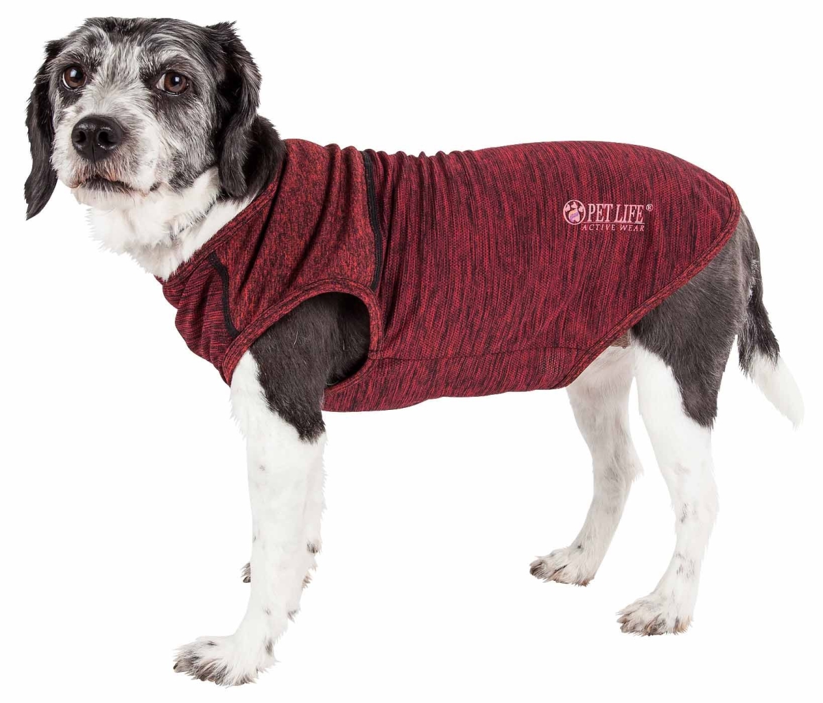 Picture of Pet Life TSHL1RDXS Active Aero-Pawlse Heathered Quick-Dry & 4-Way Stretch-Performance Dog Tank Top T-Shirt - Red & Maroon&#44; Extra Small