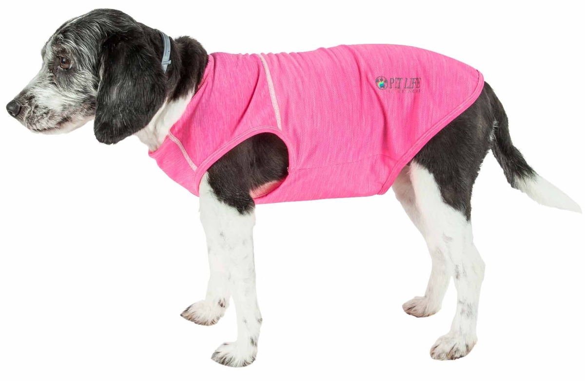 Picture of Pet Life TSHL1PKMD Active Aero-Pawlse Heathered Quick-Dry & 4-Way Stretch-Performance Dog Tank Top T-Shirt - Hot Pink & Light Pink&#44; Medium