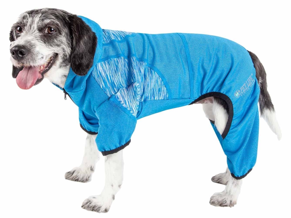 Active Pawsterity Heathered Performance 4-Way Stretch Two-Toned Full Bodied Hoodie - Blue, Extra Large