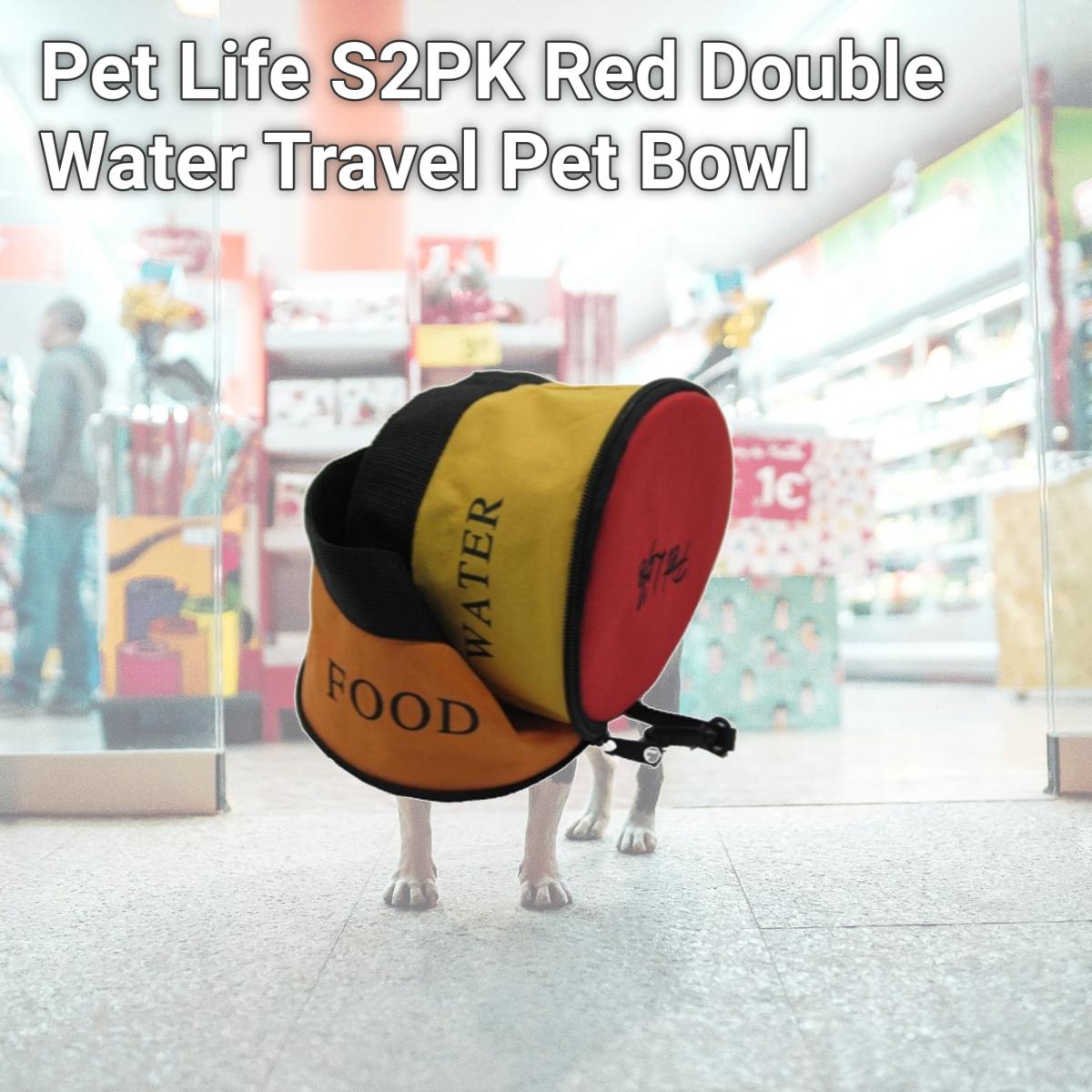 Picture of Pet Life S2PK Red Double Water Travel Pet Bowl