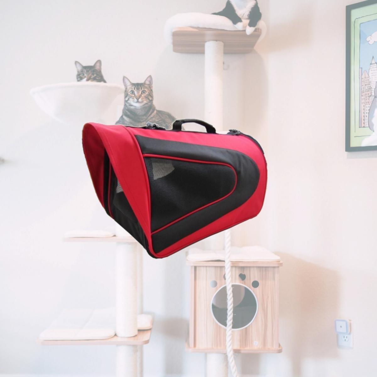 Picture of Pet Life B7RDMD Red Folding Zippered Sporty Mesh Carrier -MD