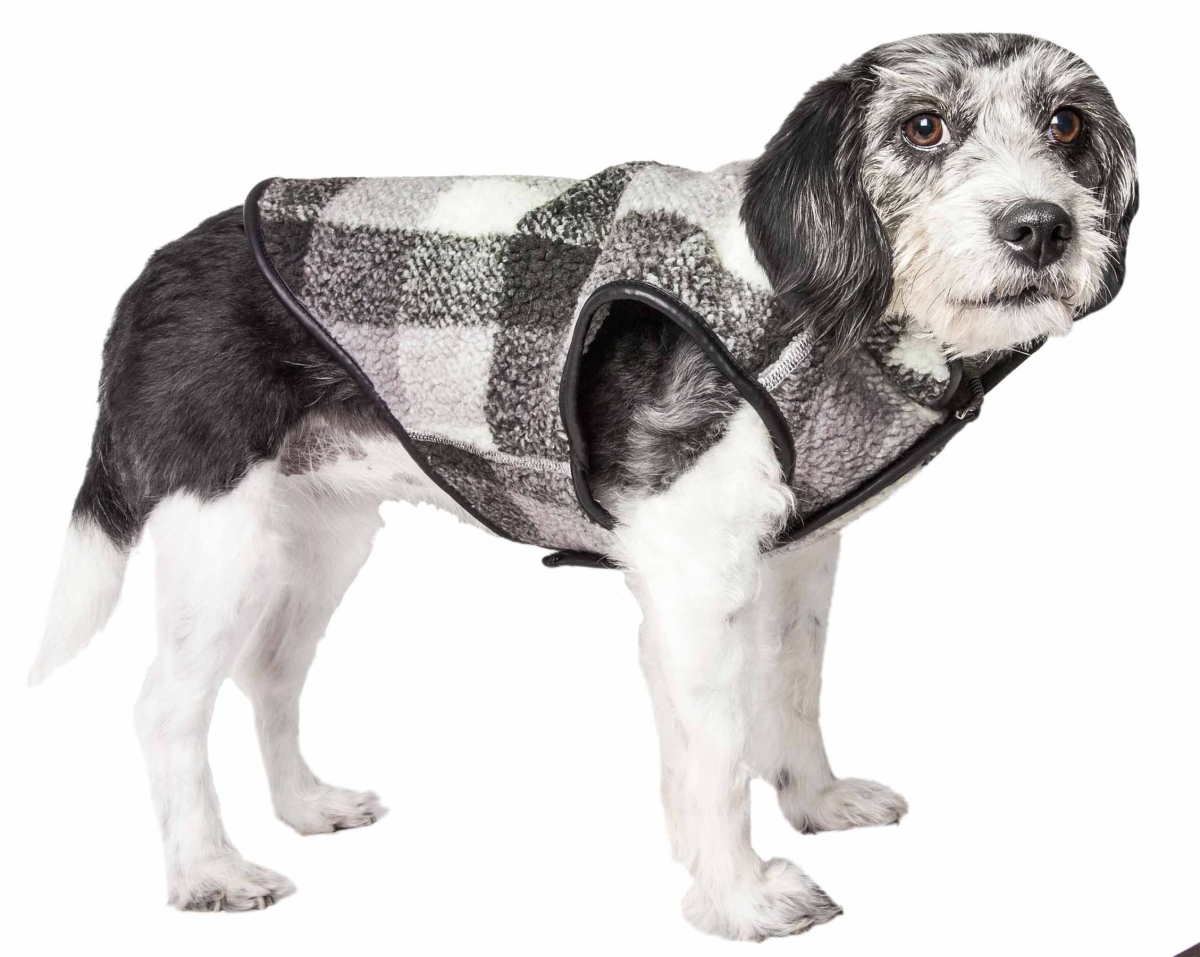 Picture of Pet Life 59BKMD Boxer Classical Plaided Insulated Dog Coat Jacket - Black&#44; Grey & White Plaid&#44; Medium