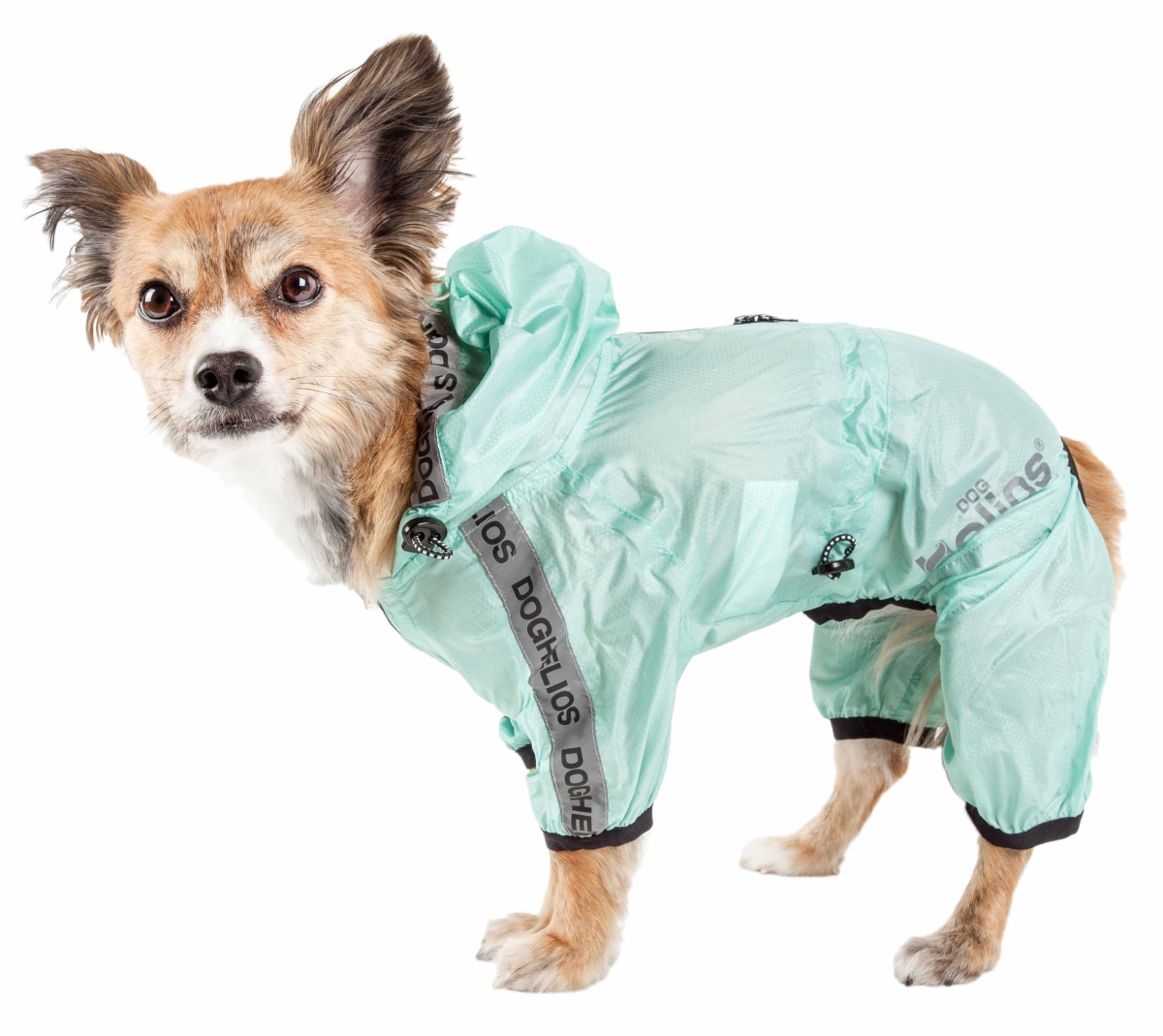 Picture of Dog Helios R8AQXS Torrential Shield Waterproof Multi-Adjustable Full Bodied Pet Dog Windbreaker Raincoat - Aqua Blue&#44; Extra Small
