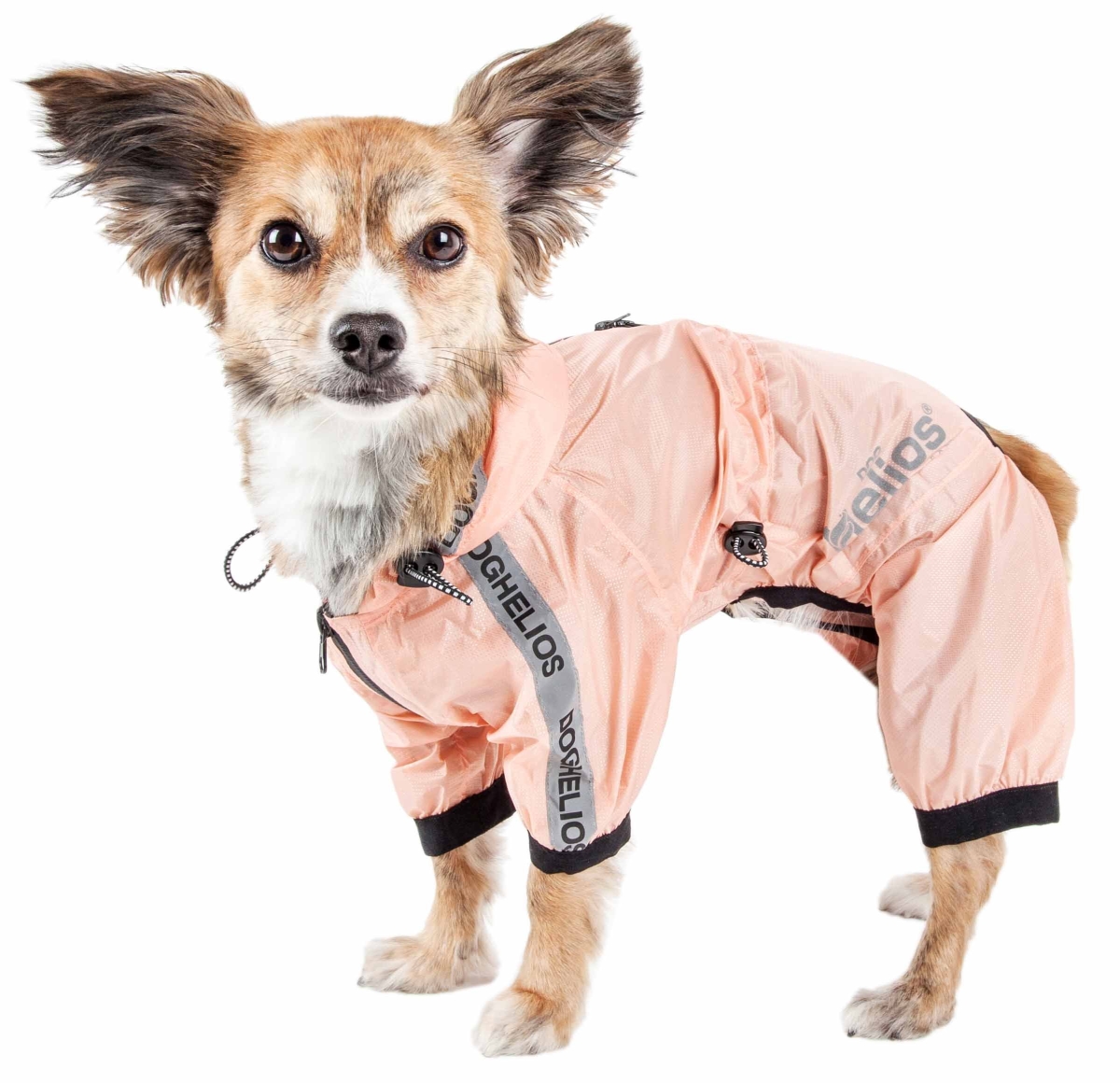 Picture of Dog Helios R8PCXS Torrential Shield Waterproof Multi-Adjustable Full Bodied Pet Dog Windbreaker Raincoat - Peach&#44; Extra Small