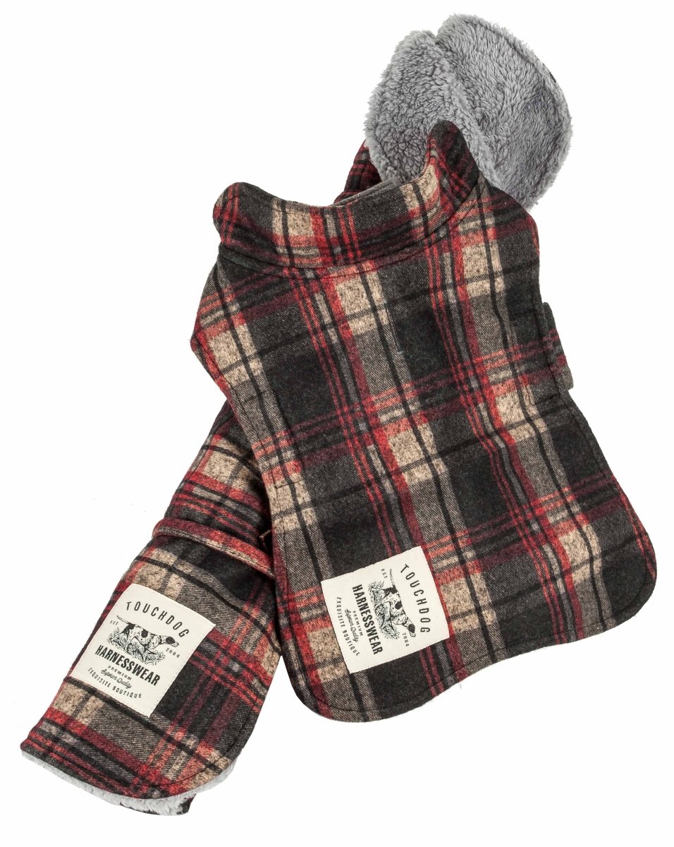 Picture of Touchdog JB1RDXS 2 Piece 2-in-1 Tartan Plaided Dog Jacket with Matching Reversible Dog Mat - Red Plaid, Extra Small