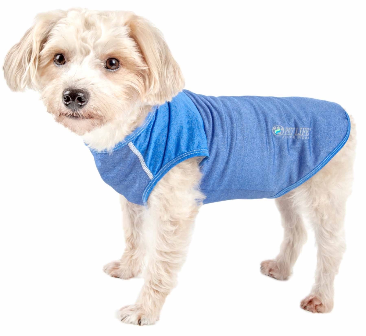 Picture of Pet Life TSHL1BLMD Active Aero-Pawlse Heathered Quick-Dry & 4-Way Stretch-Performance Dog Tank Top T-Shirt - Seafoam Blue&#44; Medium