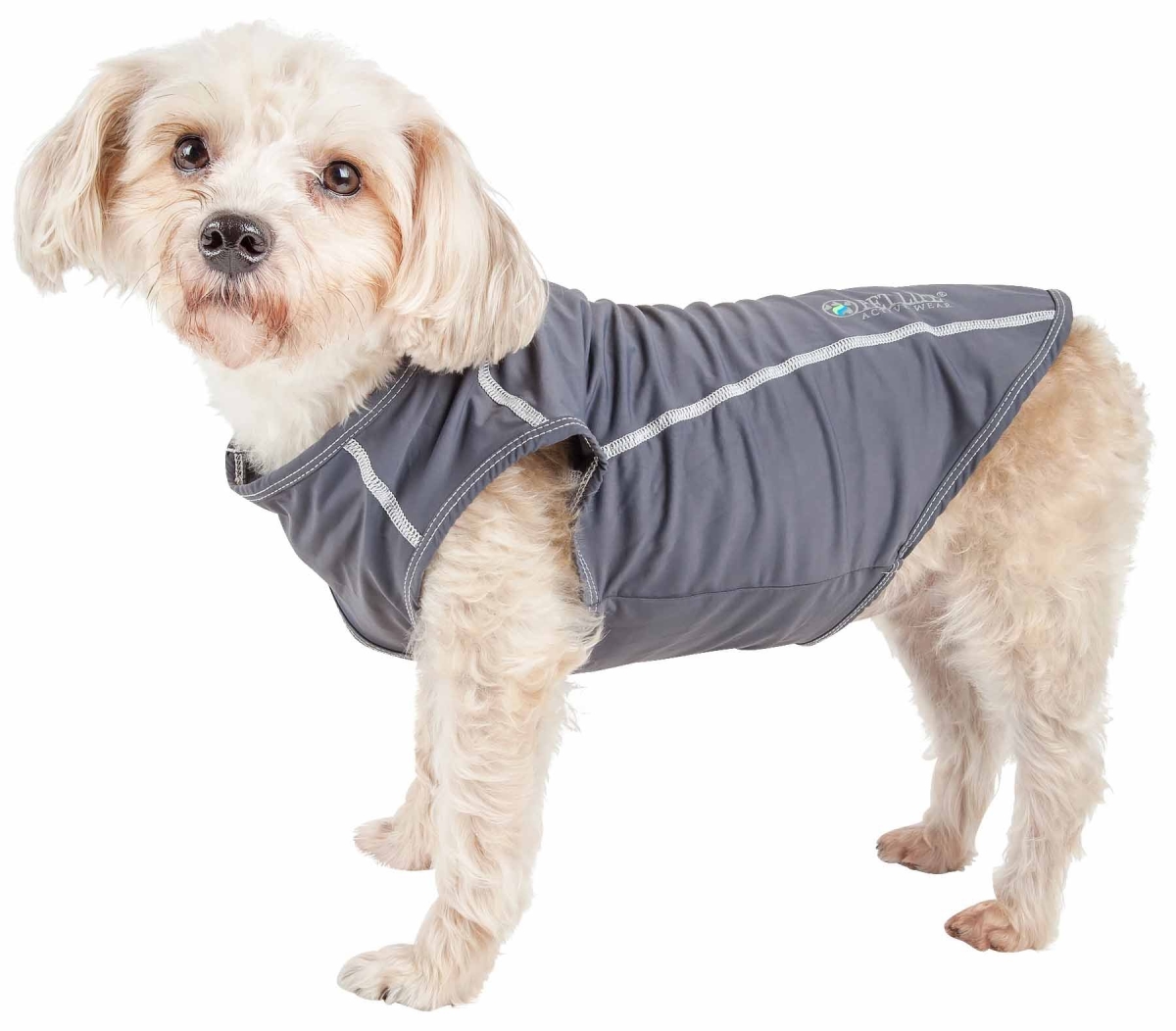 Picture of Pet Life TSHL2GYSM Active Racerbark 4-Way Stretch Performance Active Dog Tank Top T-Shirt - Grey, Small