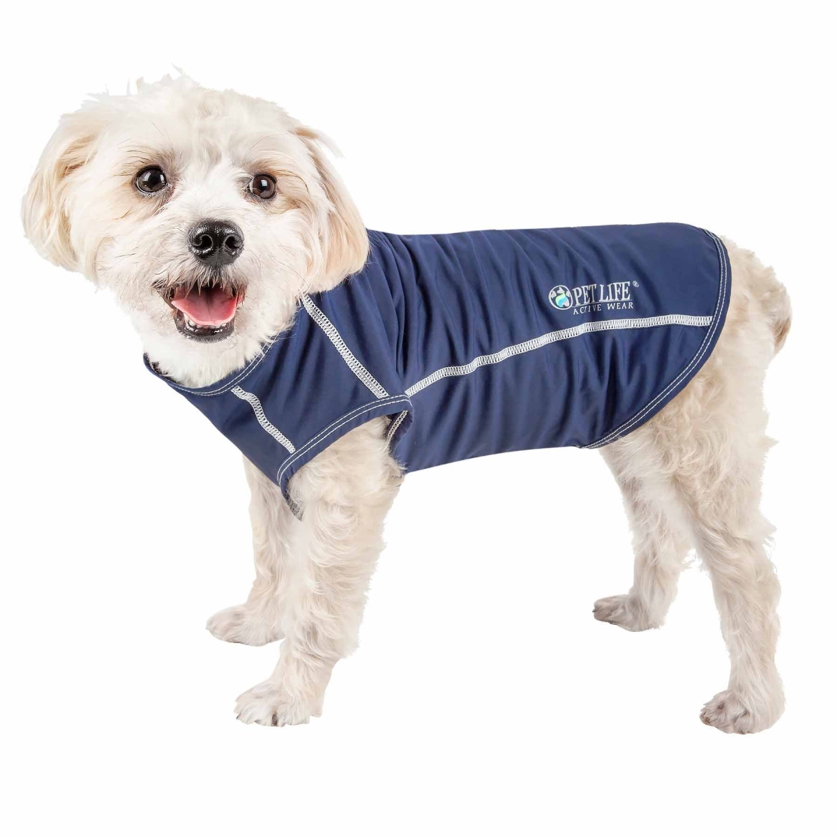 Picture of Pet Life TSHL2NVXS Active Racerbark 4-Way Stretch Performance Active Dog Tank Top T-Shirt - Navy&#44; Extra Small