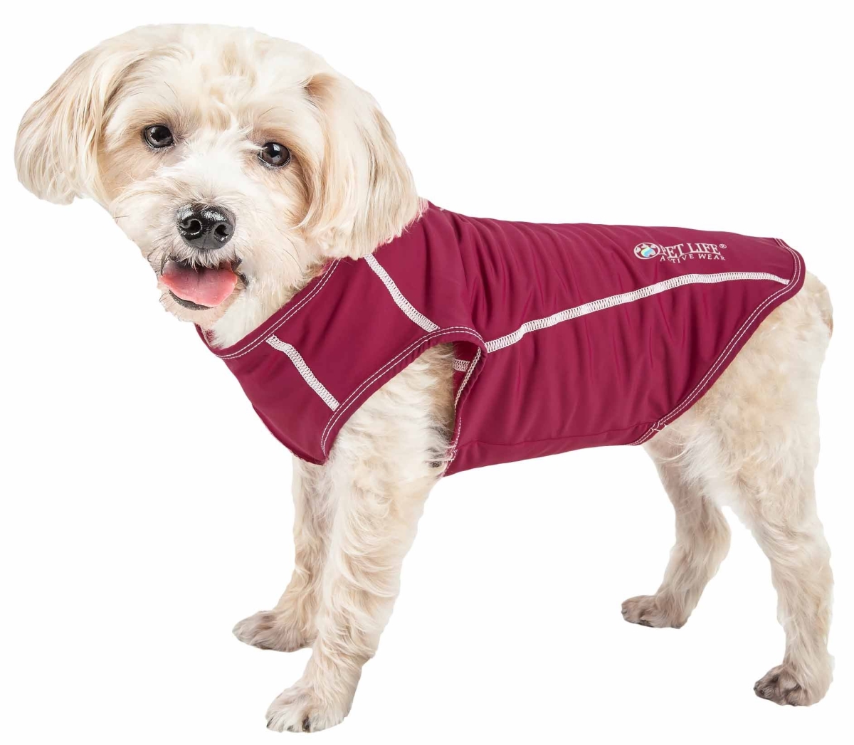 Picture of Pet Life TSHL2MRXS Active Racerbark 4-Way Stretch Performance Active Dog Tank Top T-Shirt - Maroon, Extra Small