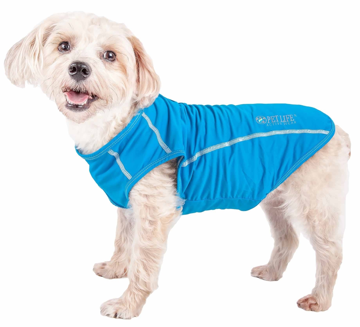 Picture of Pet Life TSHL2LBLG Active Racerbark 4-Way Stretch Performance Active Dog Tank Top T-Shirt - Sky Blue&#44; Large