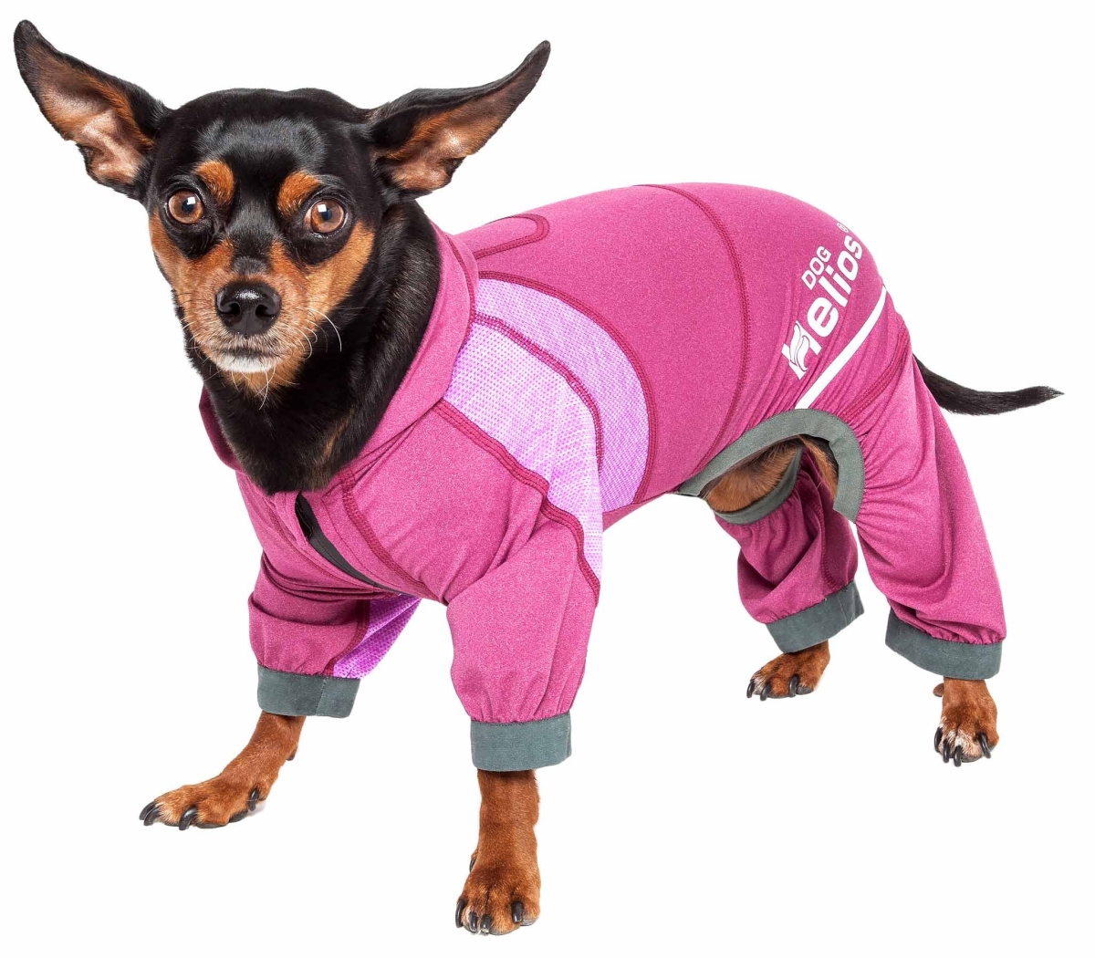 Picture of Dog Helios YGHL7PKMD Namastail 4-Way Stretch Breathable Full Bodied Performance Yoga Dog Hoodie Tracksuit - Pink&#44; Medium