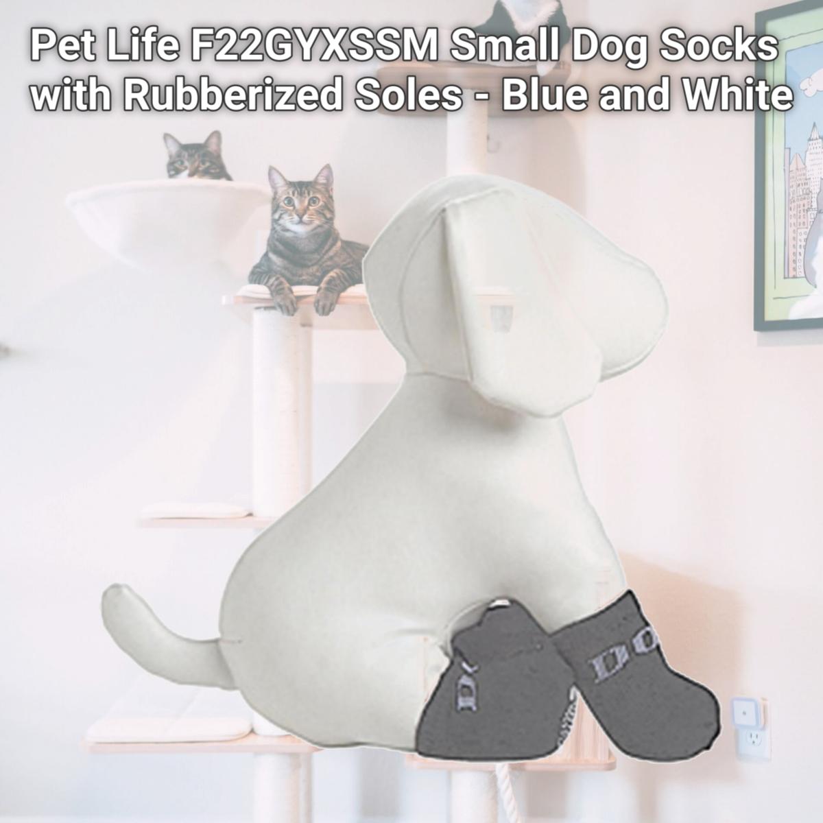 Picture of Pet Life F22GYXSSM Small Dog Socks with Rubberized Soles - Blue and White