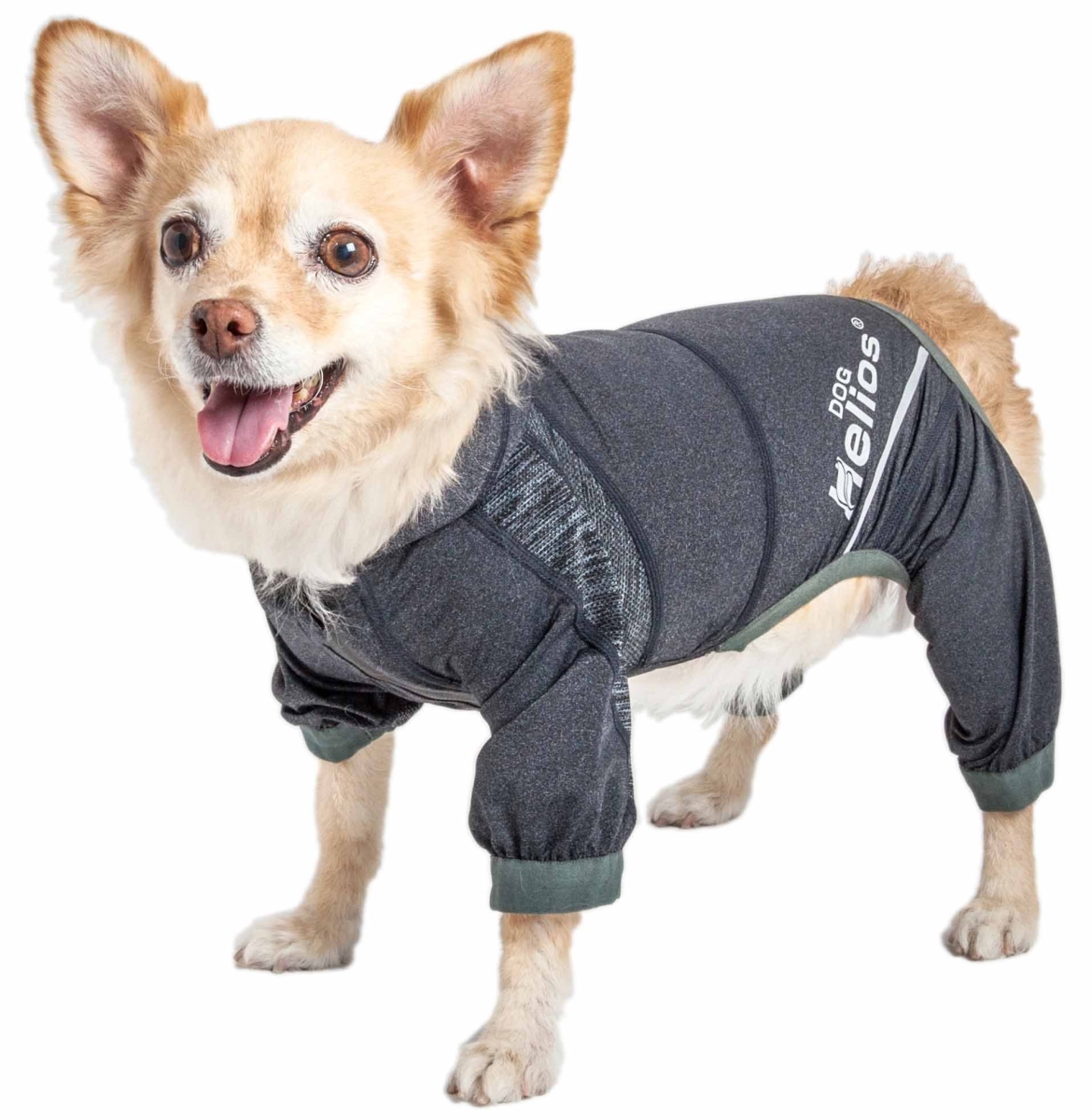 Picture of Dog Helios YGHL7BKXS Namastail 4-Way Stretch Breathable Full Bodied Performance Yoga Dog Hoodie Tracksuit - Charcoal Black&#44; Extra Small