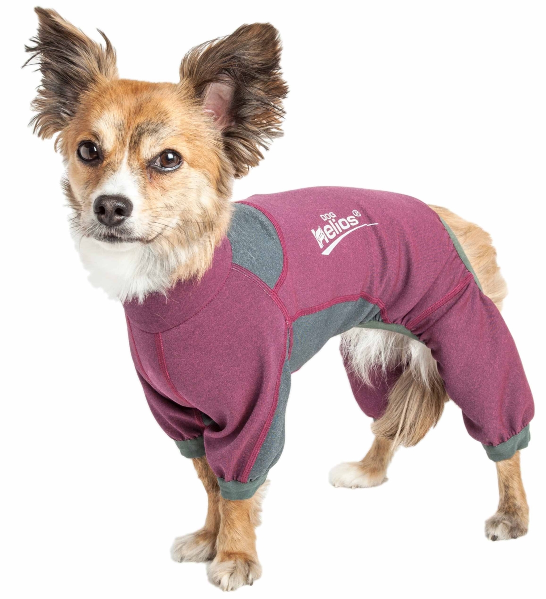 Picture of Dog Helios YGHL8PKXS Rufflex 4-Way-Stretch Breathable Full Bodied Performance Dog Warmup Track Suit - Pink & Grey&#44; Extra Small