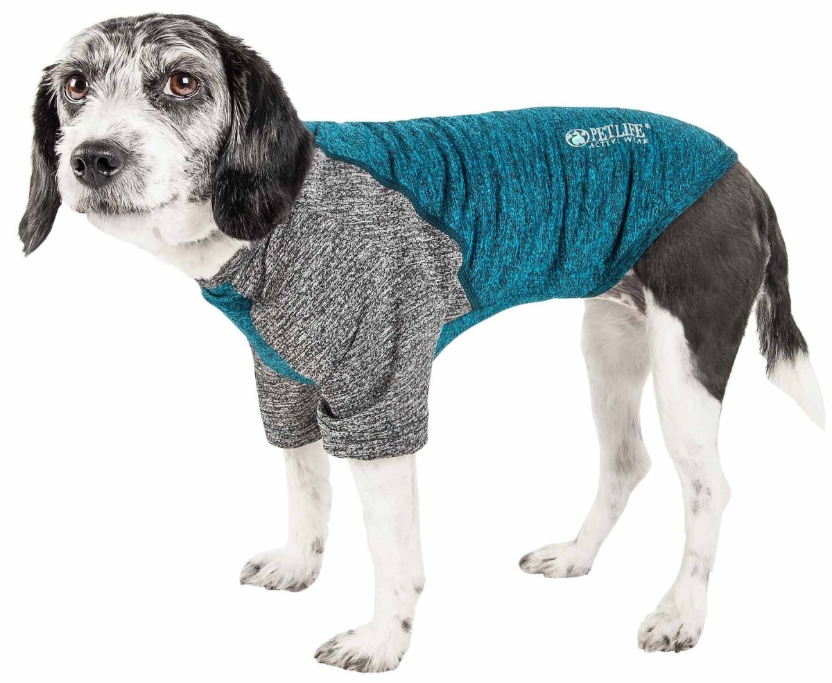 Picture of Pet Life TSHL3TLXL Active Hybreed 4-Way Stretch Two-Toned Performance Dog T-Shirt - Teal & Grey&#44; Extra Large