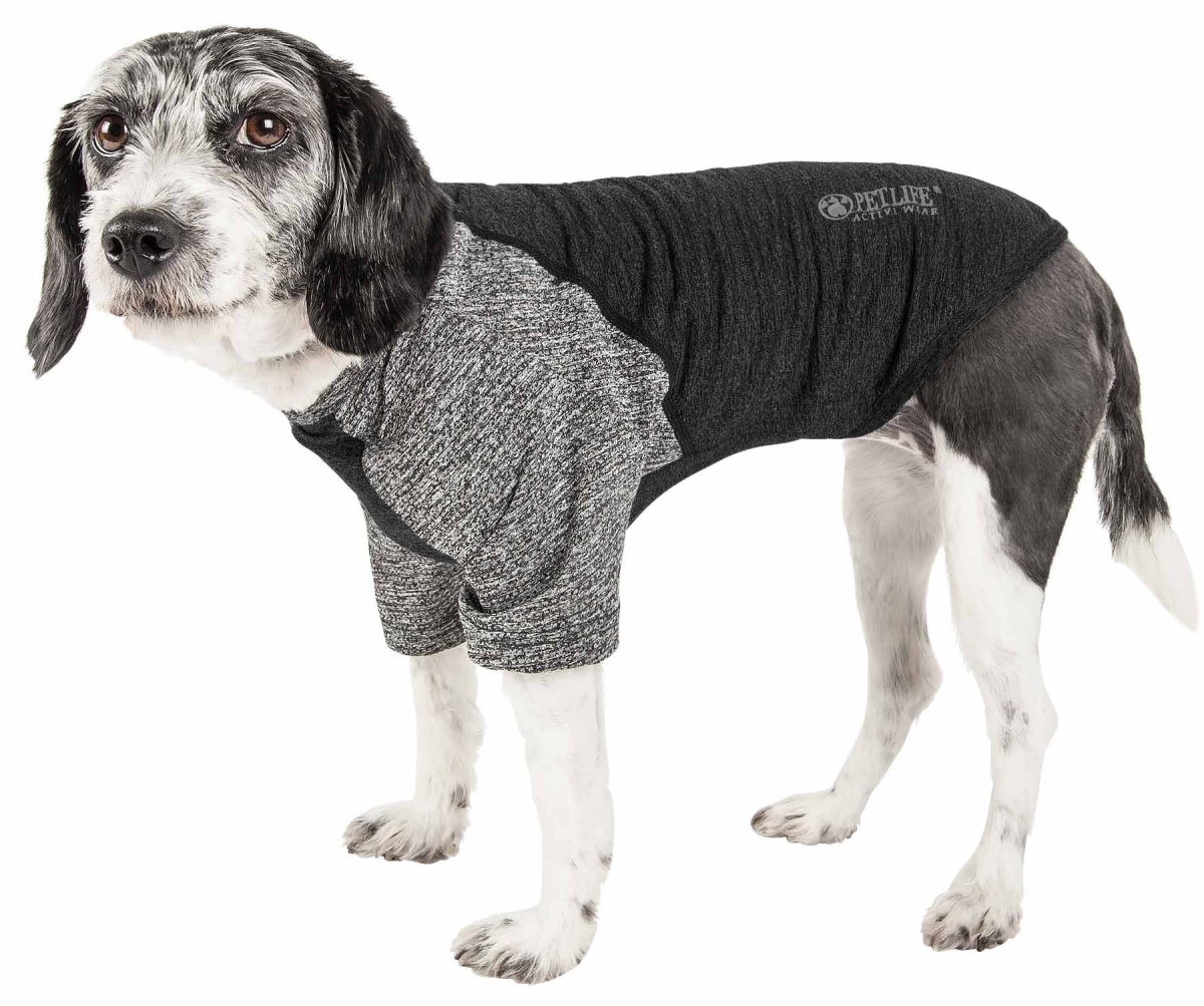 Active Hybreed 4-Way Stretch Two-Toned Performance Dog T-Shirt - Black & Grey, Medium