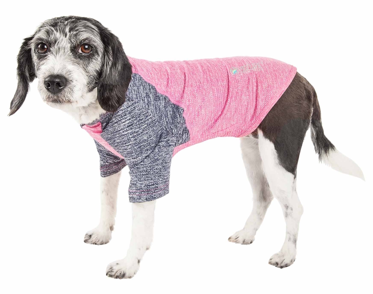 Picture of Pet Life TSHL3PKMD Active Hybreed 4-Way Stretch Two-Toned Performance Dog T-Shirt - Pink with Navy, Medium
