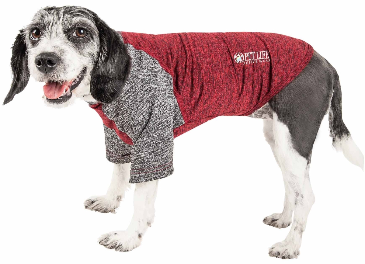 Picture of Pet Life TSHL3MRXL Active Hybreed 4-Way Stretch Two-Toned Performance Dog T-Shirt - Maroon with Grey, Extra Large