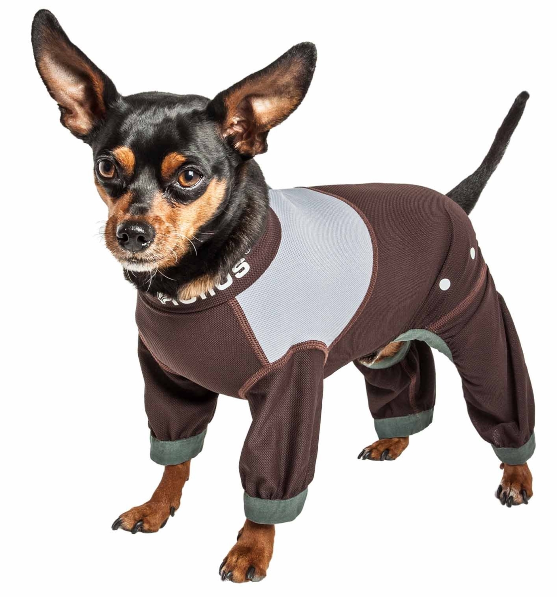 Picture of Dog Helios YGHL9BRXS Tail Runner 4-Way-Stretch Breathable Full Bodied Performance Dog Track Suit - Brown & Grey&#44; Extra Small
