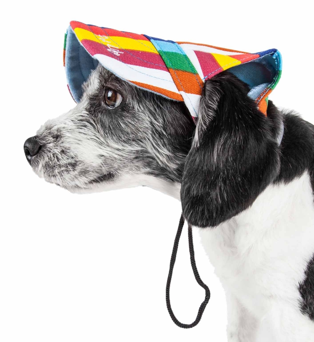 Picture of Pet Life HT1RBMD Colorfur Floral UV Protectant Adjustable Fashion Dog Hat - Rainbow, Medium