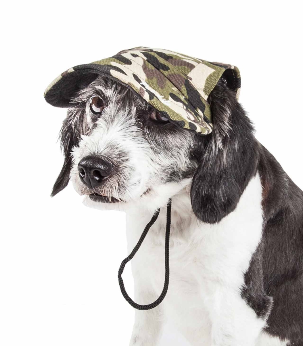 Picture of Pet Life HT3CMMD Torrential Downfour UV Protectant Adjustable Fashion Dog Hat - Camouflage, Medium