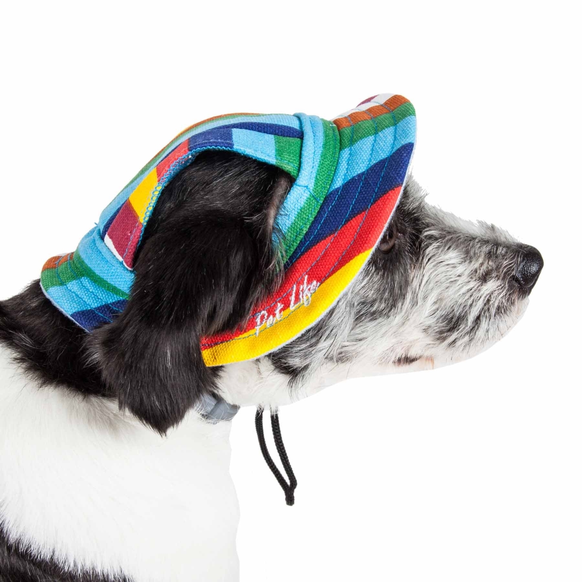 Picture of Pet Life HT7RBMD Colorfur UV Protectant Adjustable Fashion Canopy Brimmed Dog Hat - Rainbow, Medium