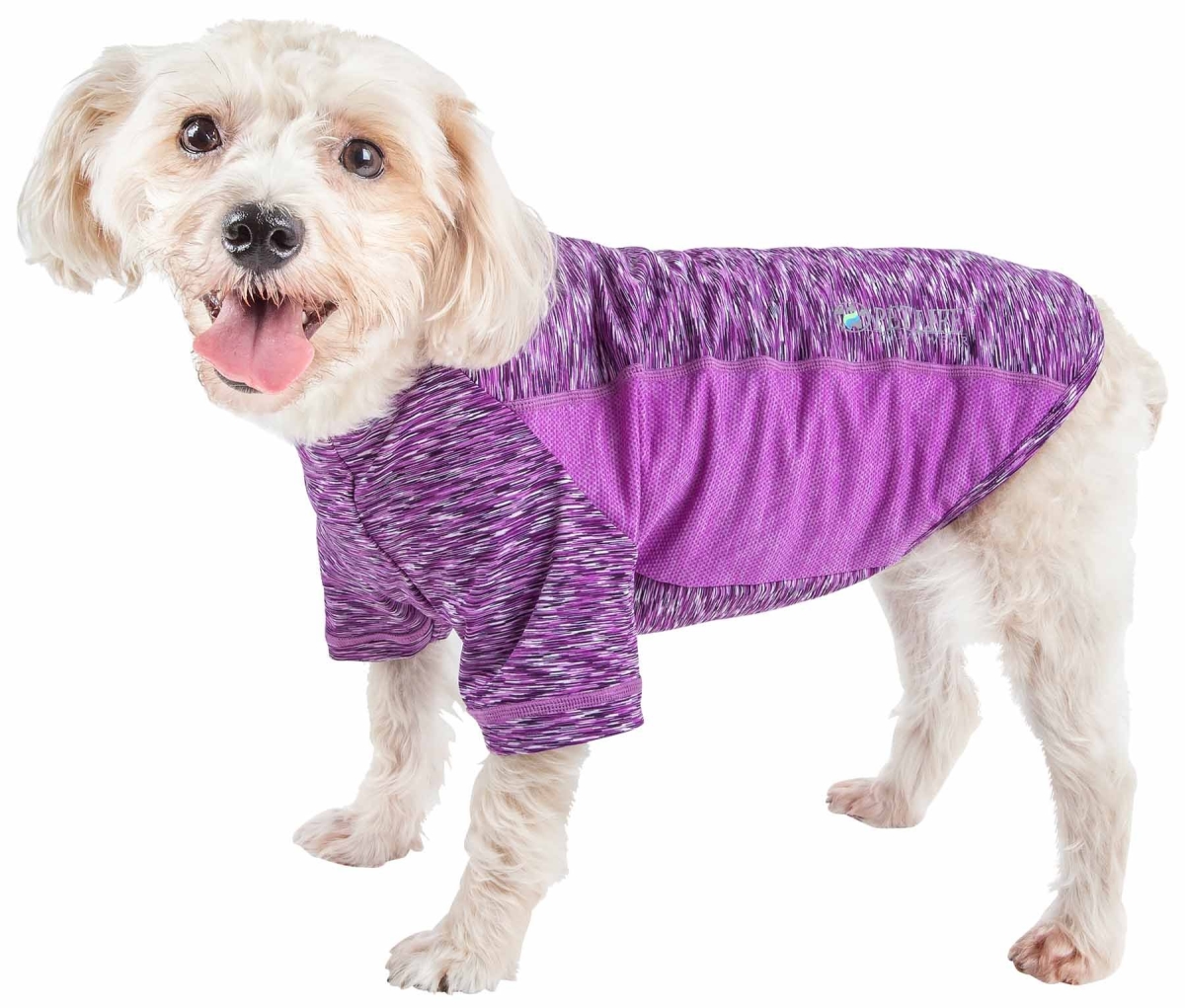 Picture of Pet Life TSHL5PLMD Active Warf Speed Heathered Ultra-Stretch Sporty Performance Dog T-Shirt - Purple Heather & Purple&#44; Medium