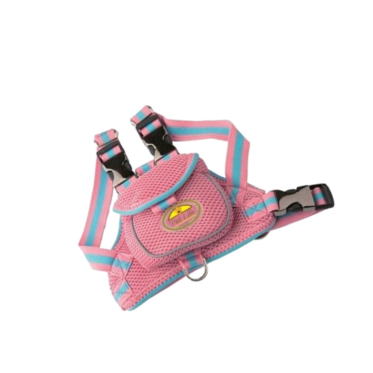 Picture of Pet Life HA1PWLG Large Mesh Harness with pouch - Pink