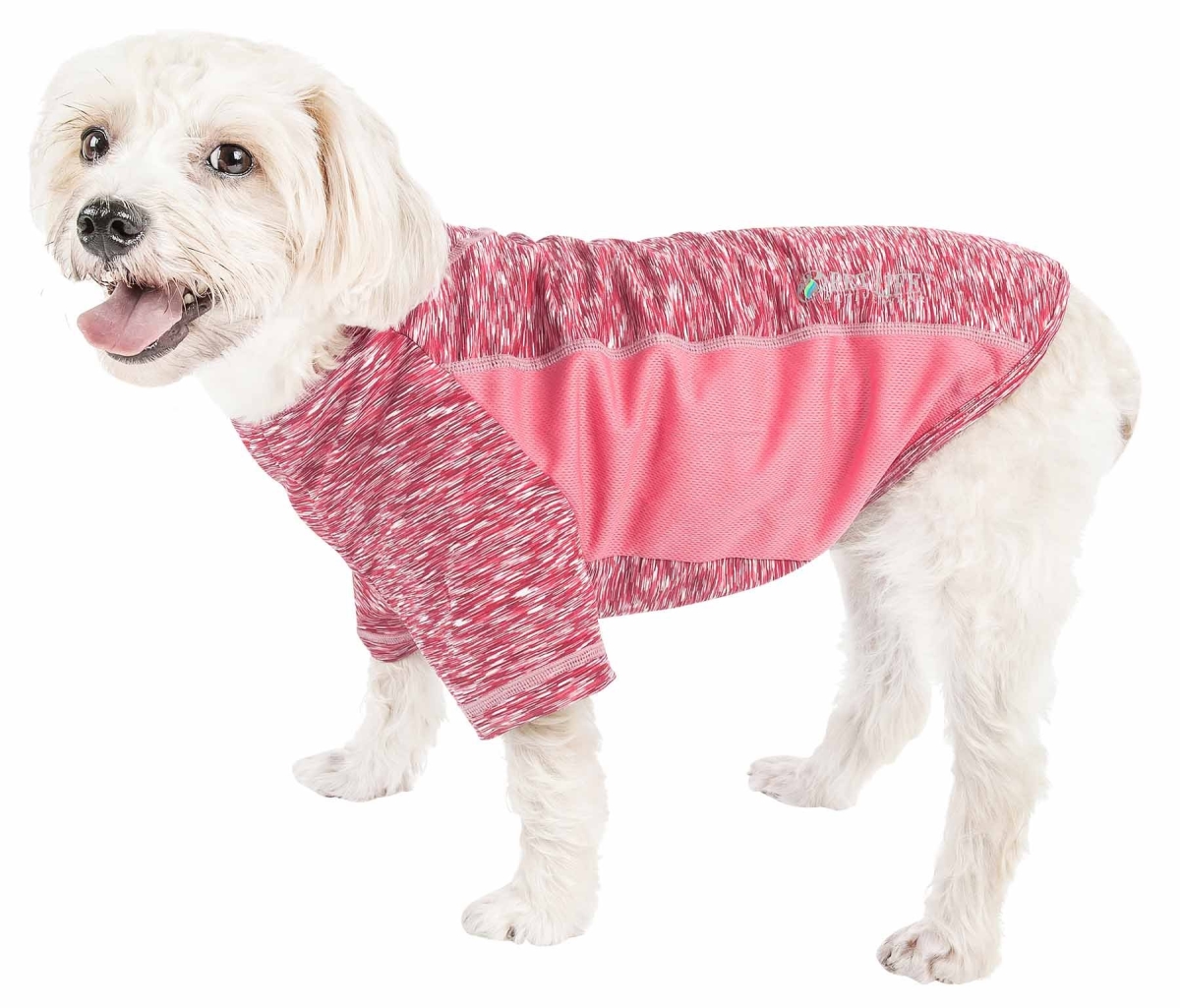 Picture of Pet Life TSHL5PKMD Active Warf Speed Heathered Ultra-Stretch Sporty Performance Dog T-Shirt&#44; Pink Heather & Light Pink - Medium