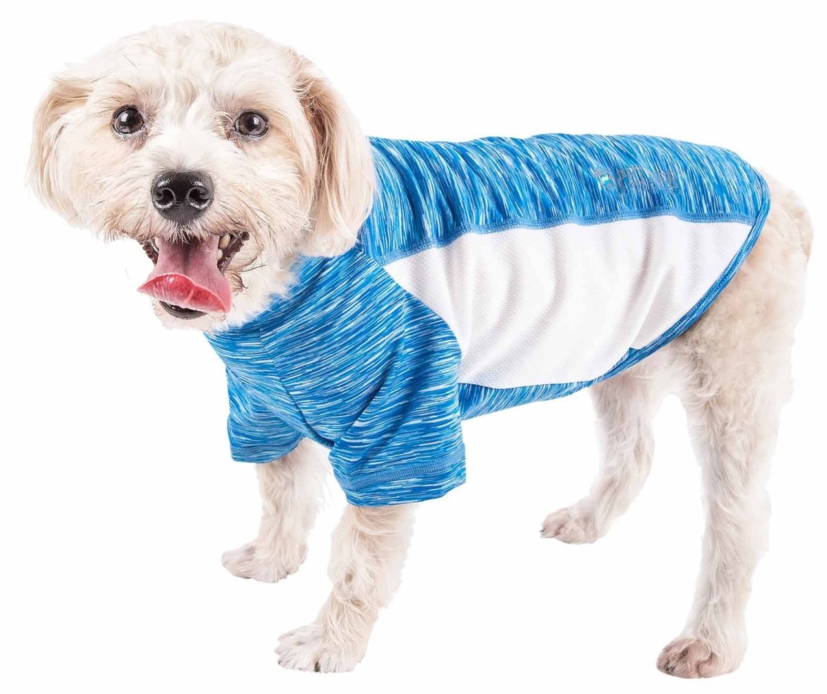 Picture of Pet Life TSHL5BLSM Active Warf Speed Heathered Ultra-Stretch Sporty Performance Dog T-Shirt&#44; Blue Heather & White - Small